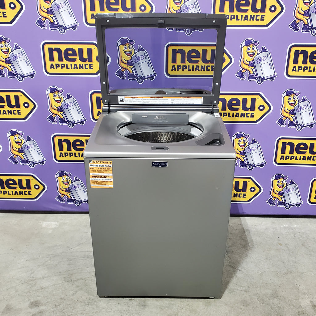 Pictures of Maytag 5.3 cu. ft. Top Load Washer in Classic Silver with Impeller, Extra Power Option and Smart Appliance 22136SD266 - MTW6200RR - Scratch & Dent (Moderate) - Neu Appliance Outlet - Discount Appliance Outlet in Austin, Tx