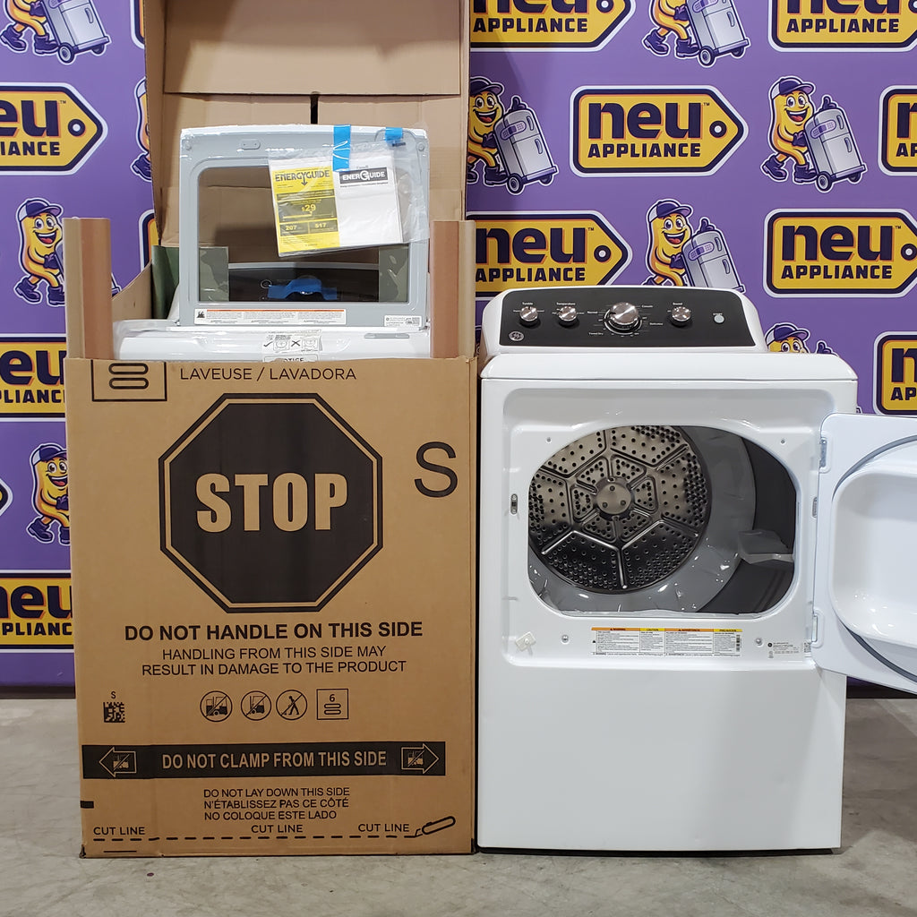 GE 4.5 cu. ft. Capacity Washer with Water Level Control GTW585BSVWS - New in Box and GE 7.2 cu. ft. Capacity Electric Dryer with Up To 120 ft. Venting and Extended Tumble  16028 - GTD48EASWWB - Certified Refurbished