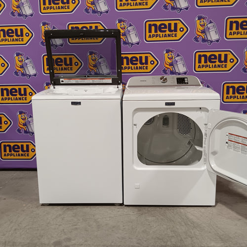 Maytag Top Load 4.8 cu ft Washer with Deep Fill and Slow-Close Glass Lid MVW6200KW - Open Box and Maytag 7.0 cu. ft Top Load Gas Dryer with Moisture Sensing 16152 - MGD6200KW - Open Box