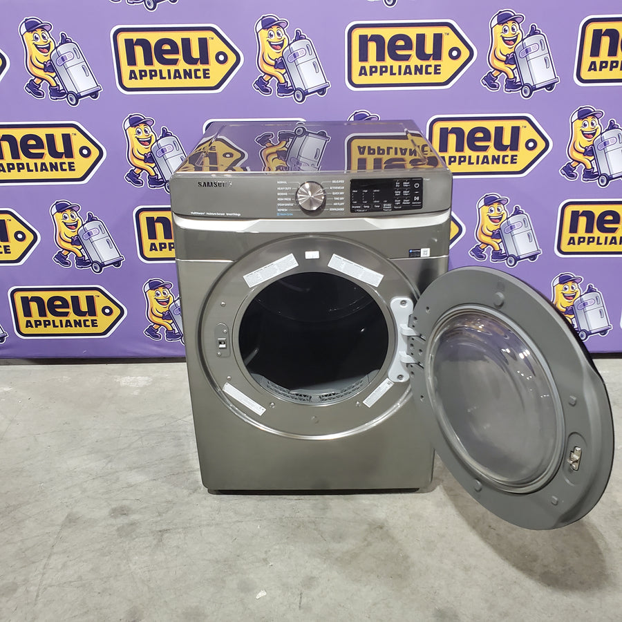 Samsung 7.5 cu. ft. Front Load Propane Converted Gas Dryer with Steam in Platinum DVG45B6300P - Scratch & Dent (Moderate)