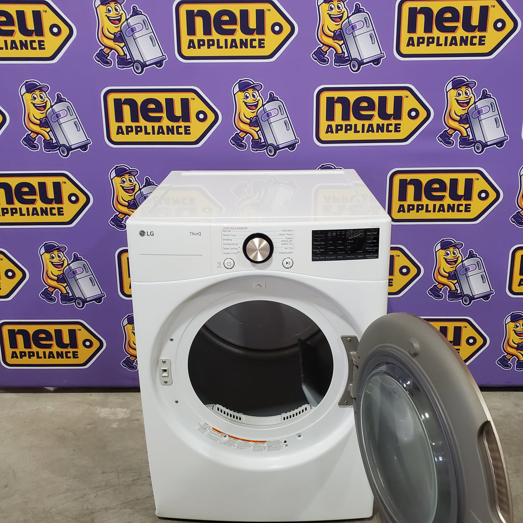 LG 4.5 cu. ft. Front Load Washer with Steam and Built-In Intelligence in White WM4000HWA - Scratch & Dent (Minor) and LG 7.4 cu. ft. Front Load Electric Dryer with TurboSteam and Sensor Dry Technology in White 16237 - DLEX4000W - Scratch & Dent (Moderate)