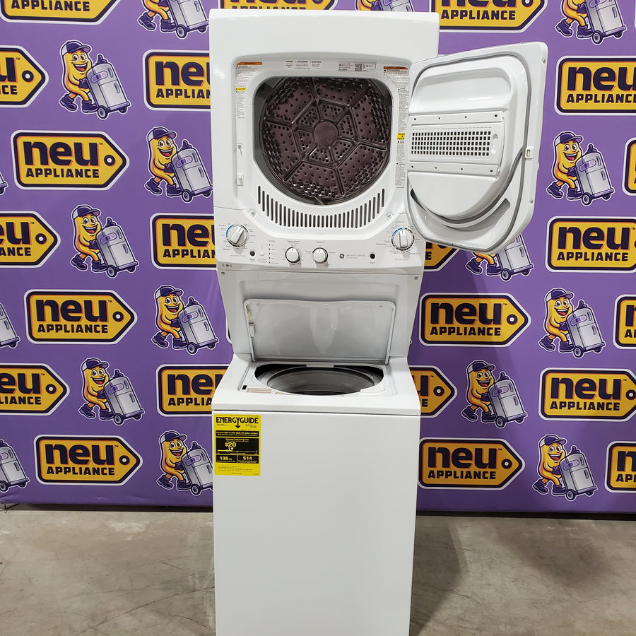 GE Unitized Spacemaker® 2.3 cu. ft. Capacity Washer with Stainless Steel Basket and 4.4 cu. ft. Capacity Electric Dryer 251310SD915 - GUD24ESSMWW - Scratch & Dent (Minor)