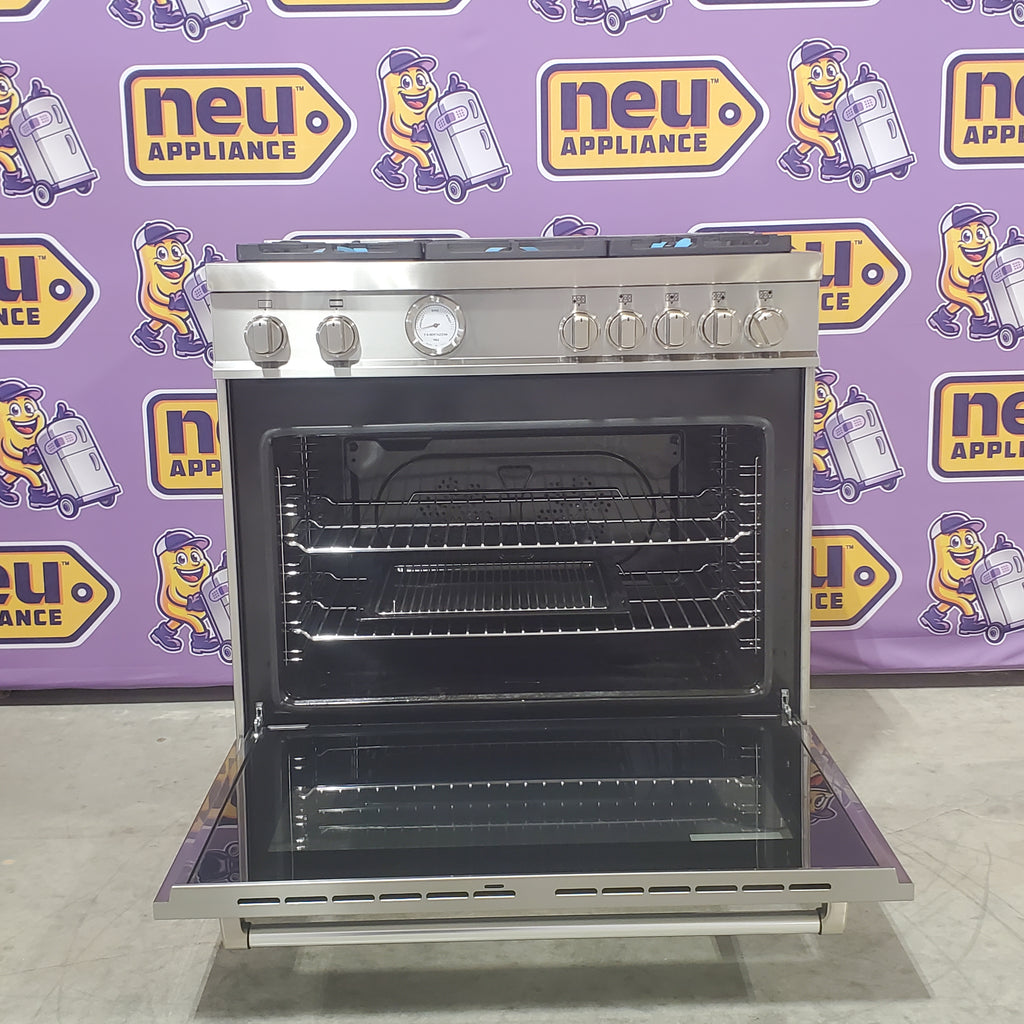 Pictures of Bertazzoni Professional Series 36 in. wide 5.9 cu. ft. Convection Gas Oven with 5 19,000 BTU Power Gas Burners MAST365GASXE - Open Box - Neu Appliance Outlet - Discount Appliance Outlet in Austin, Tx