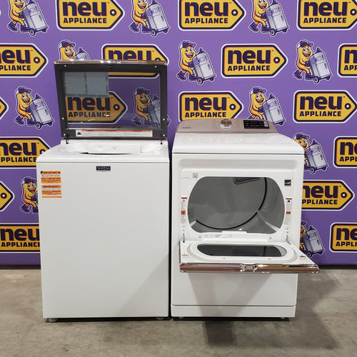 Maytag 4.7 cu. ft. Smart Top Load Washing Machine with Deep Fill Option MVW6230HW - Scratch & Dent (Minor) and  Maytag 7.4 cu. ft. Electric Steam Dryer with Extra Power Button 16076 - MED7230HW - Scratch & Dent (Minor)