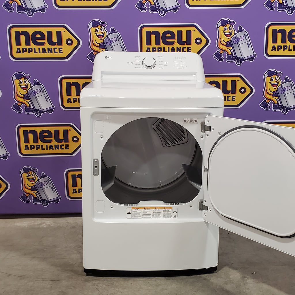 Pictures of LG Top Load 4.1 Cu. Ft. Washer with TurboDrum Technology in White WT6105CW - Scratch & Dent (Minor) and LG 7.3 Cu. Ft. Electric Rear Control Ultra Large Capacity Dryer in White with Sensor Dry 16075 - DLE6100W - Open Box - Neu Appliance Outlet - Discount Appliance Outlet in Austin, Tx