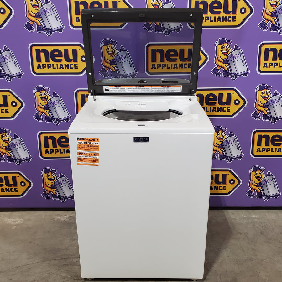 Maytag Top Load 4.8 cu ft Washer with Deep Fill and Slow-Close Glass Lid MVW6200KW - Scratch & Dent (Minor) and Maytag 7.0 cu ft Electric Dryer with Moisture Sensing and Quick Dry Cycle 16231 - MED6200KW - Scratch & Dent (Moderate)