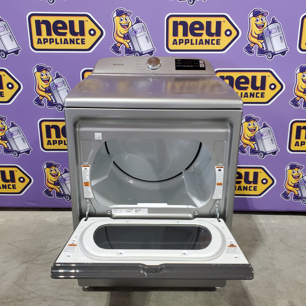 Pictures of Maytag 7.4 cu. ft. vented Front Load Electric Dryer in Classic Silver with Extra Power 22132SD157 - MED6205RR - Scratch & Dent (Minor) - Neu Appliance Outlet - Discount Appliance Outlet in Austin, Tx