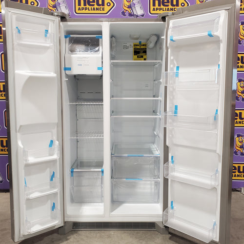 Frigidaire 25.6 cu. ft. ENERGY STAR Side by Side Refrigerator with Exterior Water and Ice Dispenser in Stainless Steel 3SD1005 - FRSS2623AS - Scratch & Dent (Moderate)
