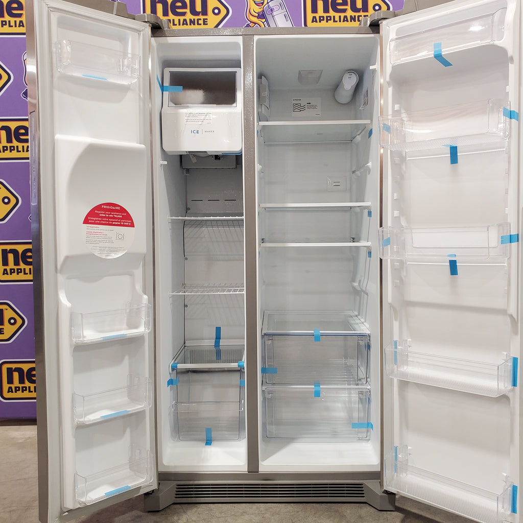 Frigidaire 25.6 cu. ft. ENERGY STAR Side by Side Refrigerator with Exterior Water and Ice Dispenser in Stainless Steel 3SD265 - FRSS2623AS - Scratch & Dent (Major)