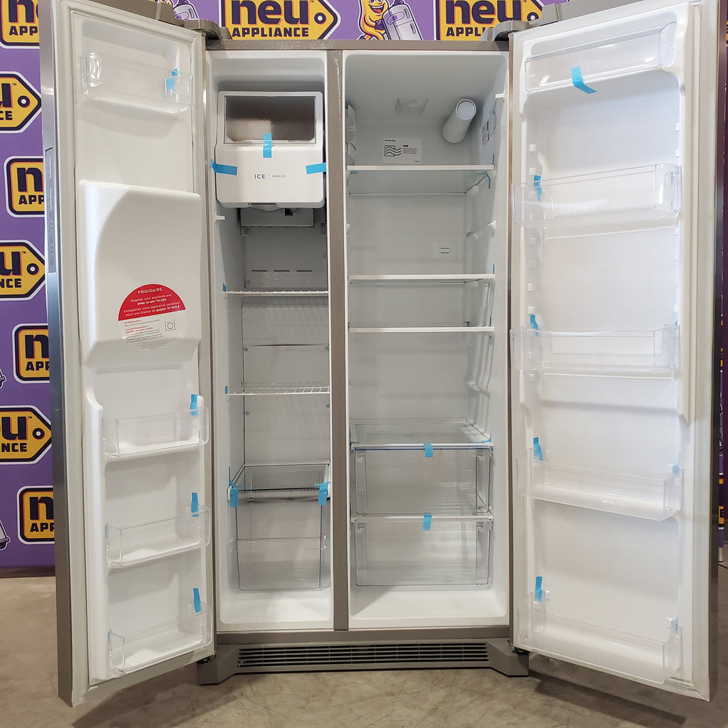 Pictures of Frigidaire Stainless Steel Standard Depth 25.6 Cu. Ft. Side by Side 36" Refrigerator with a EvenTemp Cooling System FRSS26L3AF - Open Box - Neu Appliance Outlet - Discount Appliance Outlet in Austin, Tx