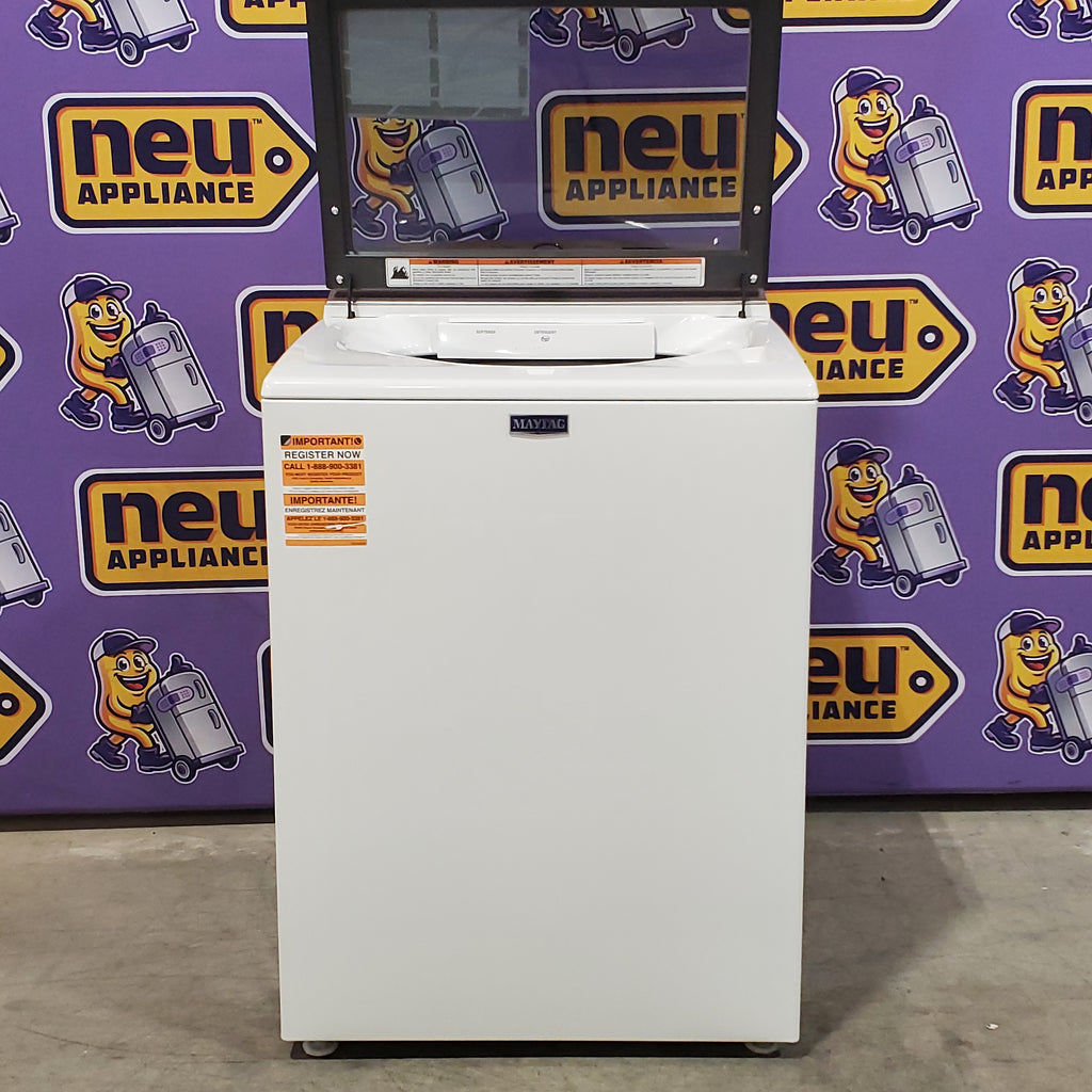 Pictures of Maytag 4.7 cu. ft. Smart Top Load Washing Machine with Deep Fill Option MVW6230HW - Scratch & Dent (Minor) and Maytag 7.4 cu. ft. Electric Steam Dryer with Extra Power Button 16076 - MED7230HW - Scratch & Dent (Minor) - Neu Appliance Outlet - Discount Appliance Outlet in Austin, Tx