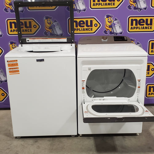 Pictures of Maytag 5.2 Cu. Ft. Top Load Agitator Washer with Extra Power and Smart Appliance MTW6205RW - Open Box and Maytag 7.4 Cu. Ft. Top Load Electric Dryer with Extra Power and Advanced Moisture Sensing 16124 - MED6205RW - Open Box - Neu Appliance Outlet - Discount Appliance Outlet in Austin, Tx