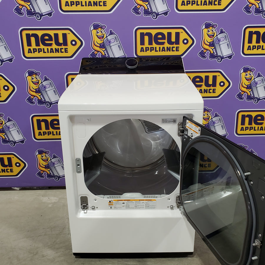 LG 5.5 cu. ft. Mega Capacity Top Load Washer with Impeller in Alpine White WT8400CW - Open Box and LG 7.3 cu. ft. Vented SMART Gas Dryer in White with EasyLoad Door, TurboSteam and Sensor Dry Technology 16269 - DLGX8601WE - Scratch & Dent (Minor)