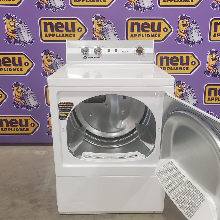 Speed Queen 27 Inch Electric Dryer with 7.0 Cu. Ft. Capacity, 4 Pre-Set Cycles, End of Cycle Indicator, Reversible Door, and Interior Light DC5003WE - Scratch & Dent (Moderate)