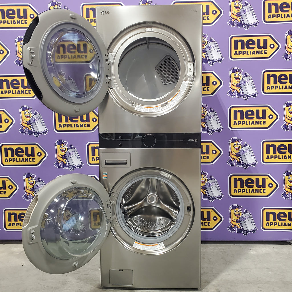 Pictures of LG Graphite Steel Front Load WashTower Single Unit with Center Controls 4.5 Cu. Ft. Washer and 7.4 Cu. Ft. Dryer 3SD886 - WKE100HVA - Open Box - Neu Appliance Outlet - Discount Appliance Outlet in Austin, Tx