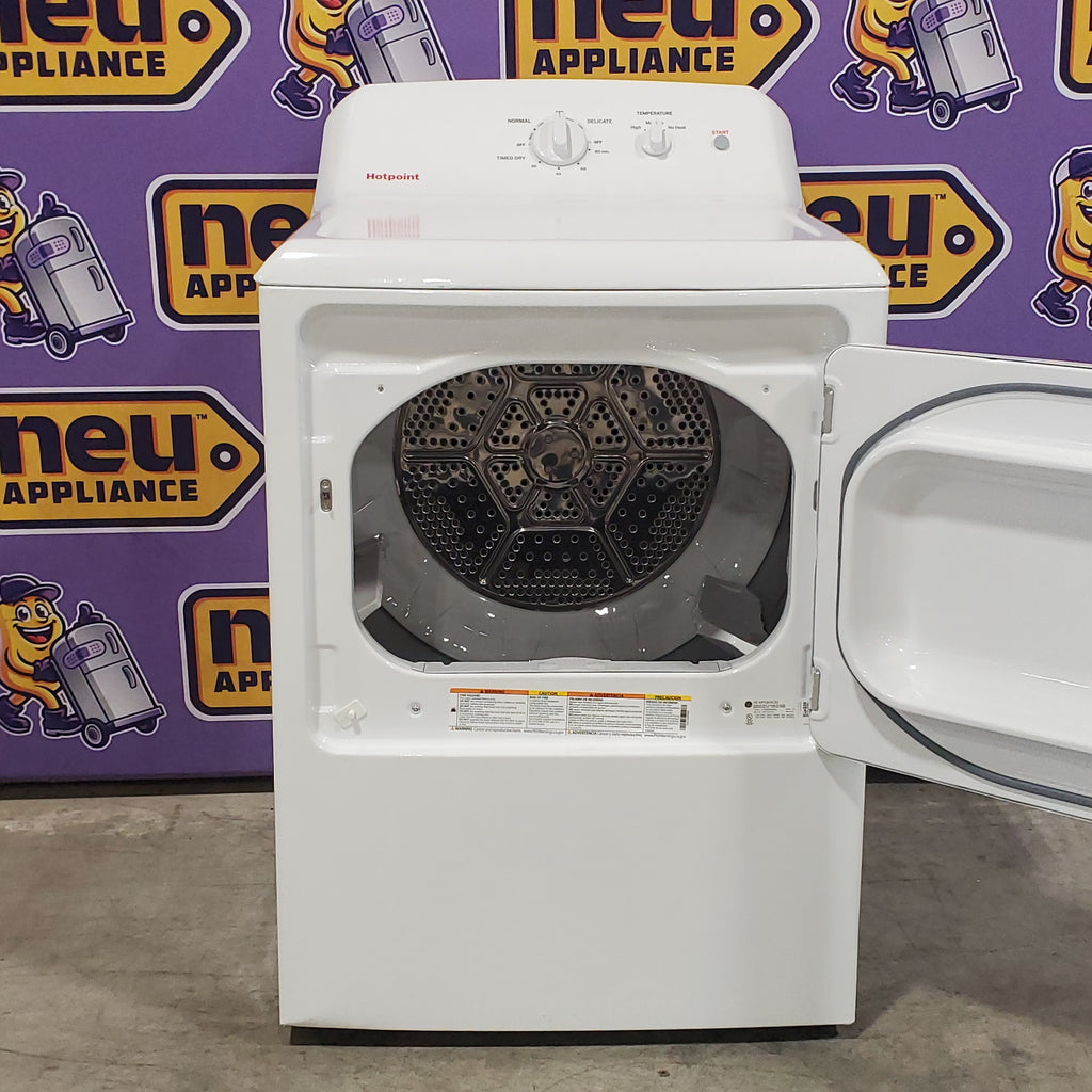Pictures of Hotpoint 6.2 cu. ft. Capacity Electric Dryer with Up To 120 ft. Venting and Shallow Depth 25SD121 - HTX26EASWWW - Scratch & Dent (Minor) - Neu Appliance Outlet - Discount Appliance Outlet in Austin, Tx