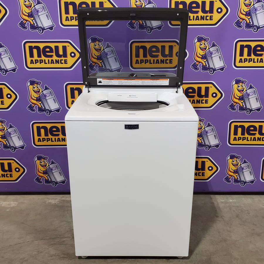 Maytag Top Load 4.8 cu ft Washer with Deep Fill and Slow-Close Glass Lid MVW6200KW - Scratch & Dent (Minor) and Maytag 7.0 cu ft Electric Dryer with Moisture Sensing and Quick Dry Cycle 16221 - MED6200KW - Scratch & Dent (Moderate)