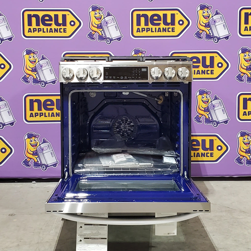 Pictures of LG Print Proof Stainless Steel 6.3 cu ft. Smart wi-fi Enabled ProBake Convection® InstaView® Gas Slide-In Range with Air Fry - 3SD692 - LSGL6335F - Open Box - Neu Appliance Outlet - Discount Appliance Outlet in Austin, Tx