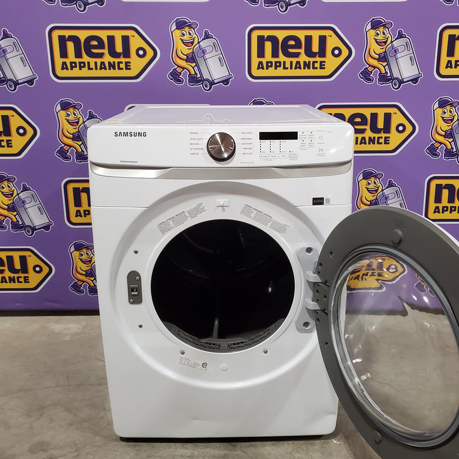 Samsung 7.5 cu. ft. Front Load Electric Dryer with Smart Care in White DVE45T6000W - Scratch & Dent (Moderate)