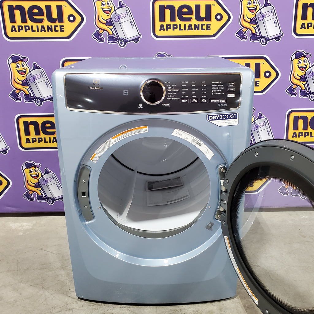 Pictures of Electrolux Glacier Blue 400 Series Electric 8.0 Cu. Ft. Dryer with Perfect Steam Option and Extended Tumble - 22132SD118 - ELFE7437AG - Scratch & Dent (Minor) - Neu Appliance Outlet - Discount Appliance Outlet in Austin, Tx