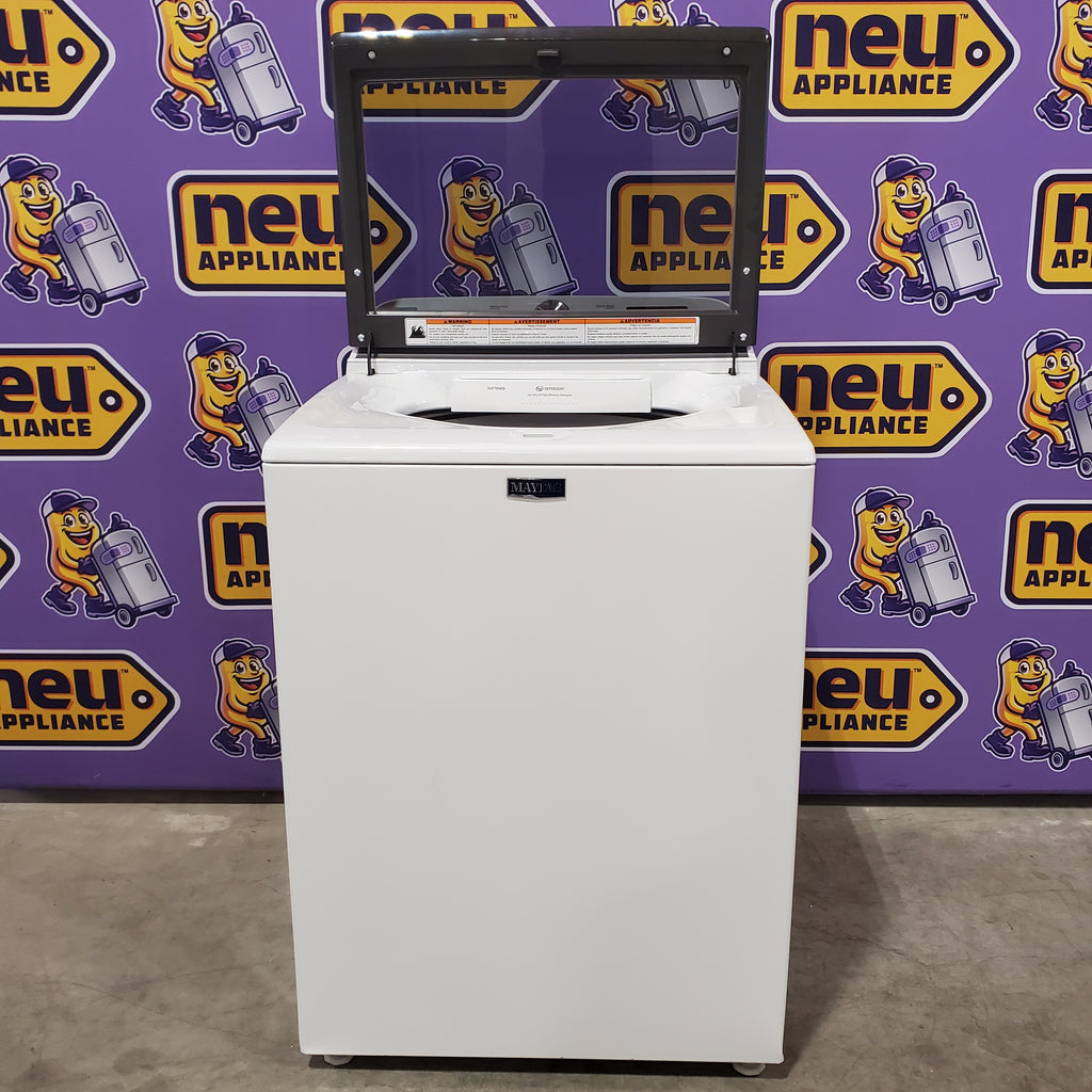 Pictures of Maytag Top Load 4.8 cu ft Washer with Deep Fill and Slow-Close Glass Lid MVW6200KW - Scratch & Dent (Minor) and Maytag 7.0 cu ft Electric Dryer with Moisture Sensing and Quick Dry Cycle 16162 - MED6200KW - Scratch & Dent (Minor) - Neu Appliance Outlet - Discount Appliance Outlet in Austin, Tx