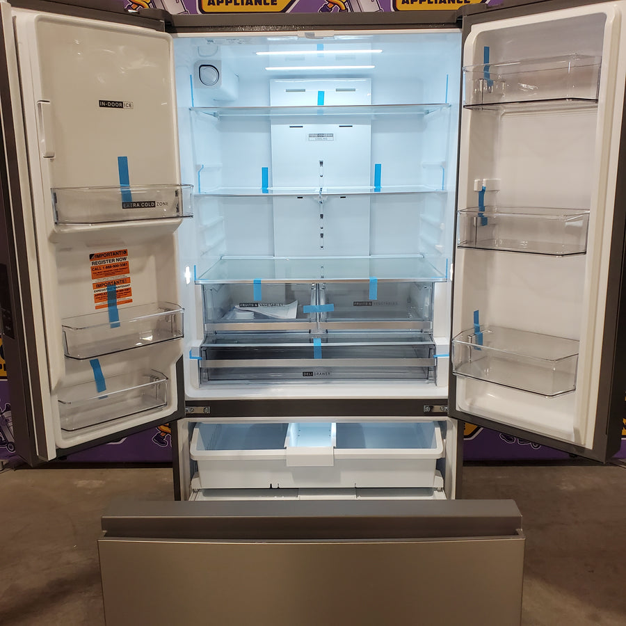 Whirlpool French Door 30 cu ft Refrigerator in Fingerprint Resistant Stainless Finish with In-Door Water and Ice Maker - 30 cu. ft. WRFF3536SZ - Scratch & Dent (Moderate)