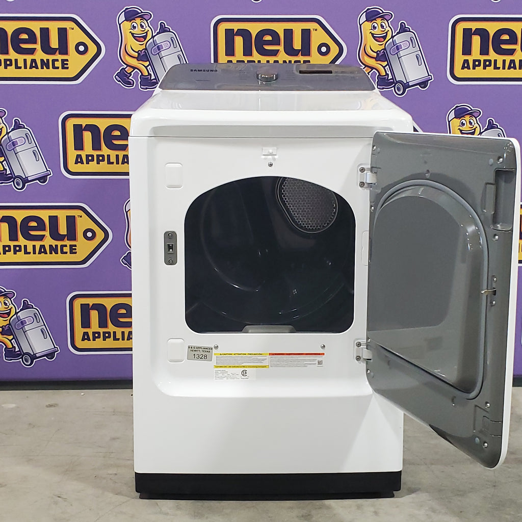 Pictures of Samsung White Electric 7.4 Cu. Ft. Dryer with Sensor Dry and Reversible Door DVE50R5200W - Scratch and Dent (Minor) - Neu Appliance Outlet - Discount Appliance Outlet in Austin, Tx