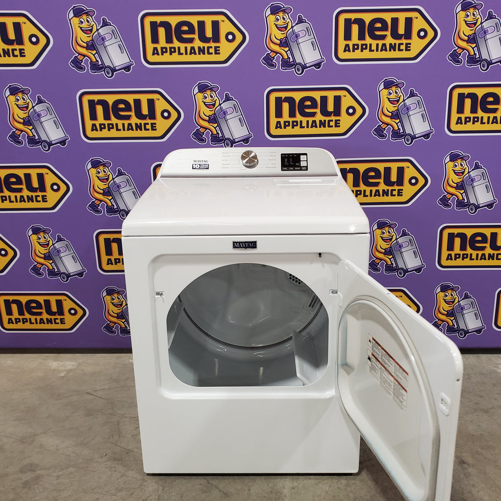 Pictures of Maytag Top Load 4.8 cu ft Washer with Deep Fill and Slow-Close Glass Lid MVW6200KW - Scratch & Dent (Minor) and Maytag 7.0 cu ft Electric Dryer with Moisture Sensing and Quick Dry Cycle 16173 - MED6200KW - Scratch & Dent (Minor) - Neu Appliance Outlet - Discount Appliance Outlet in Austin, Tx