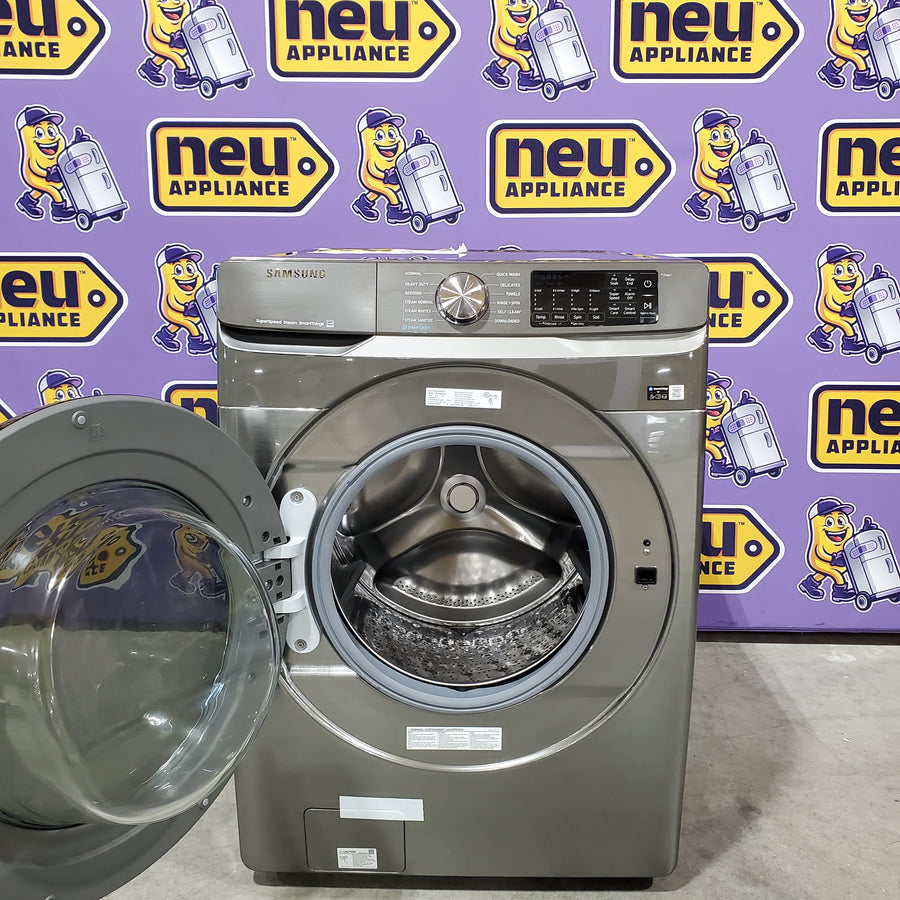 Samsung 4.5 cu. ft. Large Capacity Smart Front Load Washer with Super Speed Wash in Platinum 25137SD733 - WF45B6300AP - Scratch & Dent (Major)