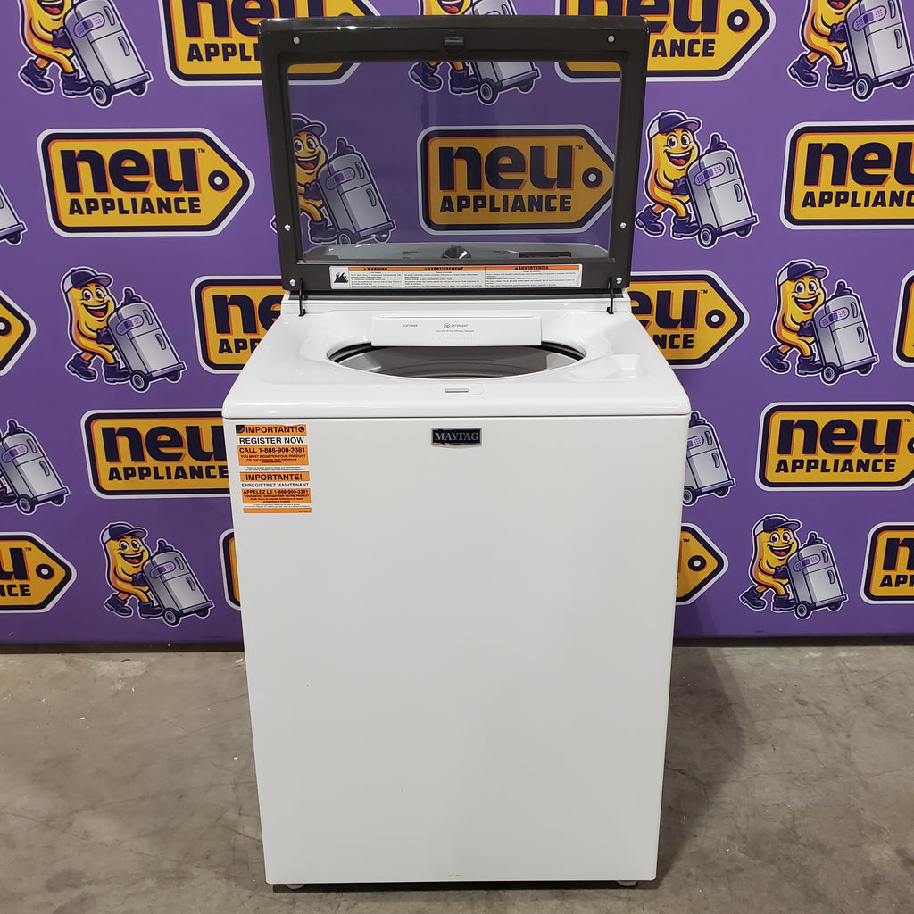 Pictures of Maytag Top Load 4.8 cu ft Washer with Deep Fill and Slow-Close Glass Lid MVW6200KW - Scratch & Dent (Minor) and Maytag 7.0 cu ft Electric Dryer with Moisture Sensing and Quick Dry Cycle 16161 - MED6200KW - Scratch & Dent (Minor) - Neu Appliance Outlet - Discount Appliance Outlet in Austin, Tx