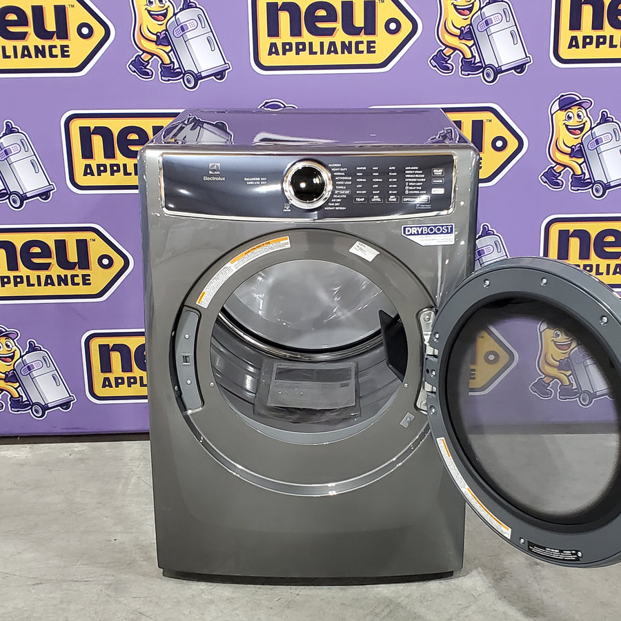 Electrolux Titanium Front Load 600 Series 4.5 Cu. Ft. Washer with Smartboost ELFW7637AT - Scratch & Dent (Moderate) and Electrolux 8 cu. ft. vented Front Load Stackable 600 Series Electric Dryer with LuxCare Dry 16248 - ELFE7637AT - Scratch & Dent (Minor)