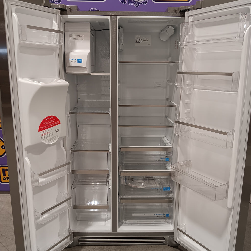 Pictures of Frigidaire 22.3-cu ft Counter-depth Side-by-Side Refrigerator with Ice Maker (Fingerprint Resistant Stainless Steel) ENERGY STAR 20231SD256 - GRSC2352AF - Scratch & Dent (Moderate) - Neu Appliance Outlet - Discount Appliance Outlet in Austin, Tx
