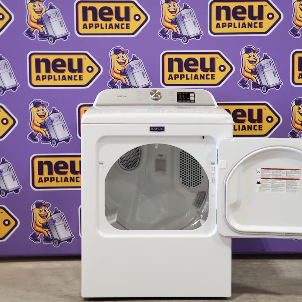 Pictures of Maytag 4.7 cu. ft. Smart Top Load Washing Machine with Extra Power Button and Deep Fill Option MVW6230HW - Open Box and Maytag 7.0 cu. ft. Electric Dryer with Moisture Sensing and Quick Dry Cycle 15029 - MED6200KW - Scratch & Dent (Minor) - Neu Appliance Outlet - Discount Appliance Outlet in Austin, Tx