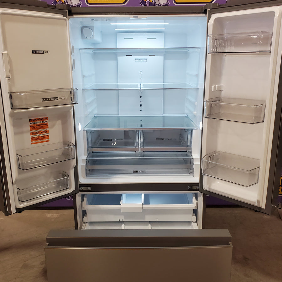 Whirlpool French Door 30 cu ft Refrigerator in Fingerprint Resistant Stainless Finish with In-Door Water and Ice Maker - 30 cu. ft. WRFF3536SZ - Scratch & Dent (Major)