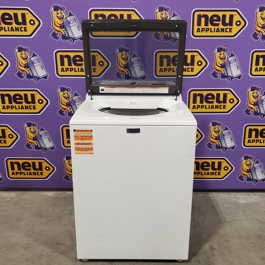 Maytag Top Load 4.8 cu ft Washer with Deep Fill and Slow-Close Glass Lid MVW6200KW - Scratch & Dent (Moderate) and Maytag 7.0 cu ft Electric Dryer with Moisture Sensing and Quick Dry Cycle 16176 - MED6200KW - Scratch & Dent (Moderate)