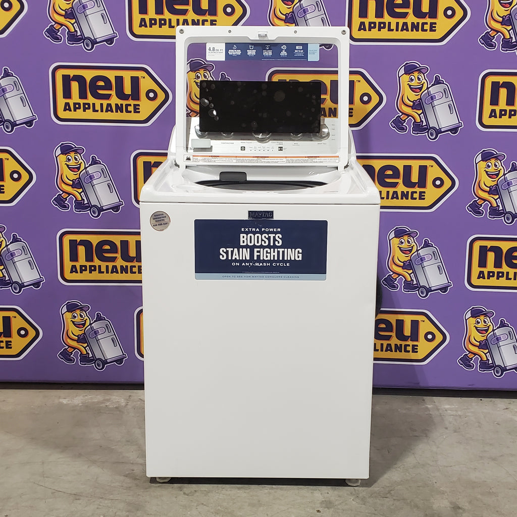Pictures of MayTag 4.8 cu. ft. Top Load Washer with Extra Power, Built-In Water Faucet MVW5430MW - Scratch & Dent (Minor) and MayTag 7.0 cu. ft. Top Load Electric Wrinkle Prevent Dryer 16132 - MED4500MW - Open Box - Neu Appliance Outlet - Discount Appliance Outlet in Austin, Tx