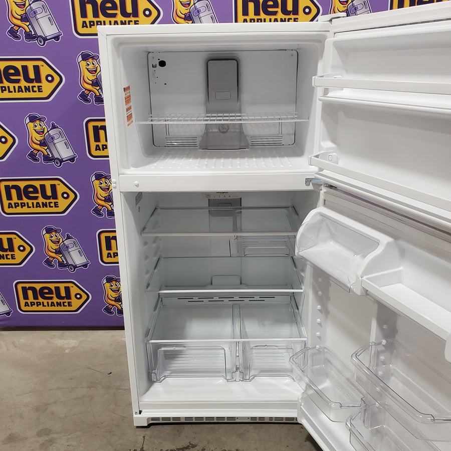 Whirlpool 33" Wide Top Freezer 20.5 cu ft Refrigerator with Ice Maker and Frameless Glass Shelves and Flexi-Slide Bin 22131SD92 - WRT311FZDW - Scratch & Dent (Minor)