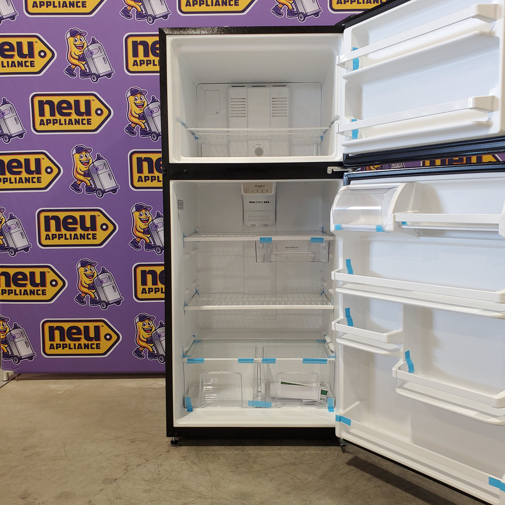 Pictures of Whirlpool 30-inch 18 Cu. Ft. Wide Top Freezer Refrigerator in Black WRT108FFDB - Open Box - Neu Appliance Outlet - Discount Appliance Outlet in Austin, Tx