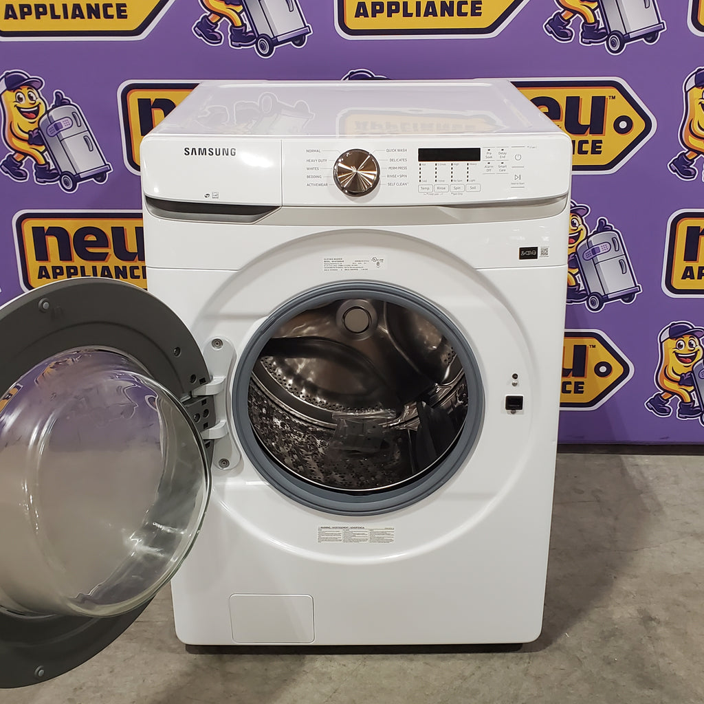 Pictures of Samsung 4.5 cu. ft. ENERGY STAR Front Load Washer with Vibration Reduction WF45T6000AW - Scratch & Dent (Minor) and Samsung 7.5 cu. ft. Front Load Electric Dryer with Smart Care in White 16142 - DVE45T6000W - Open Box - Neu Appliance Outlet - Discount Appliance Outlet in Austin, Tx