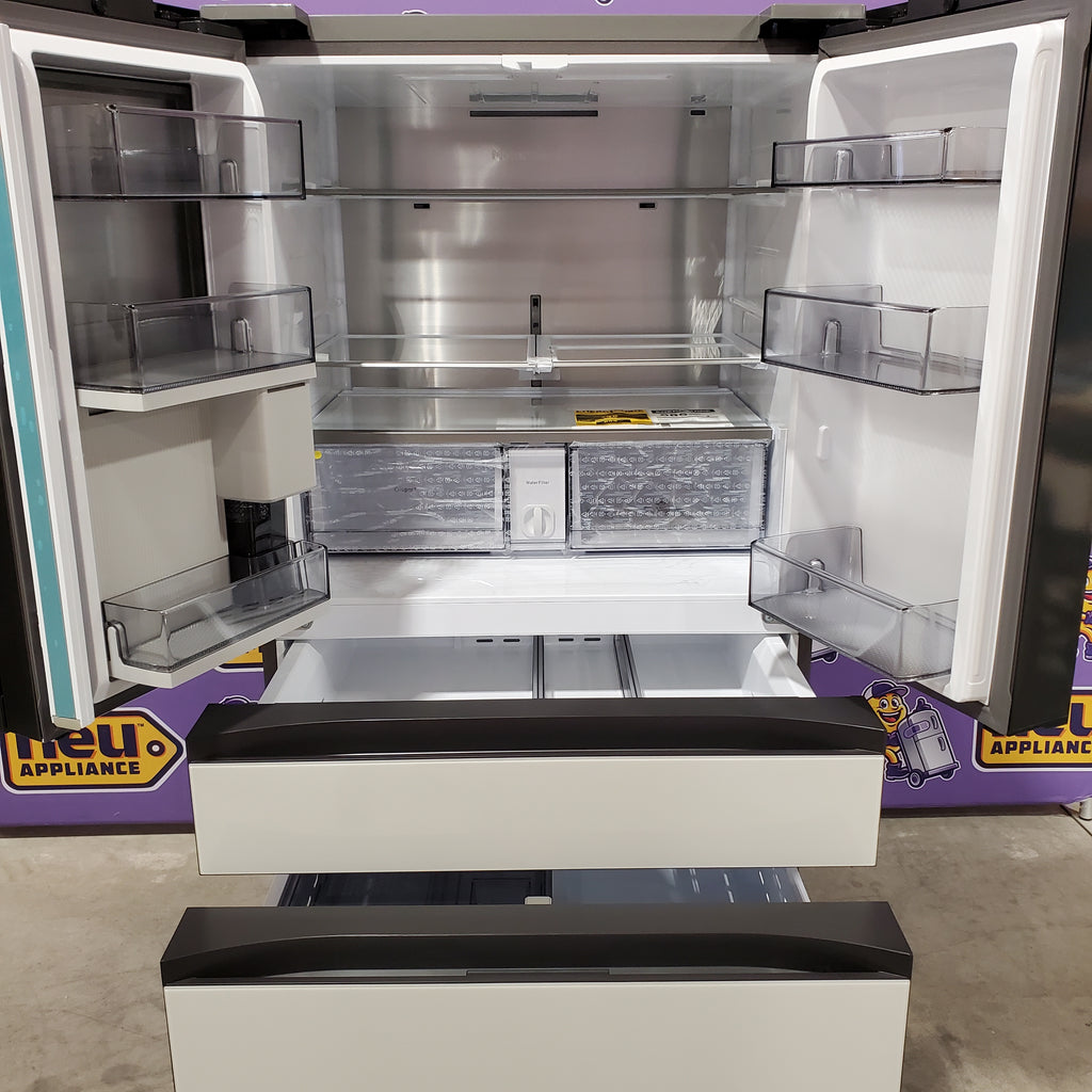 Samsung Bespoke 29 cu ft. 4-Door Standard Depth French Door Smart Refrigerator with Beverage Center Auto Fill Pitcher and Dual Ice Maker with Ice Bites™ in White Glass 25131SD113 - RF29BB86004MAA - Scratch & Dent (Minor)