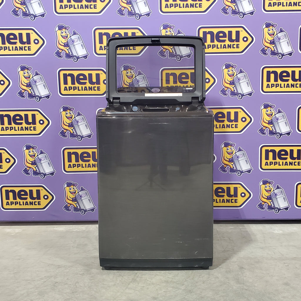 Samsung Stainless Steel 5.0 Cu. Ft. Washer with SuperSpeed and Active WaterJet WA50R5400AV - Certified Refurbished and Samsung Electric 7.4 Cu. Ft. Dryer with PetCare Dry and Steam Sanitize+ 16051 - DVE54CG7150D - Scratch and Dent (Minor)