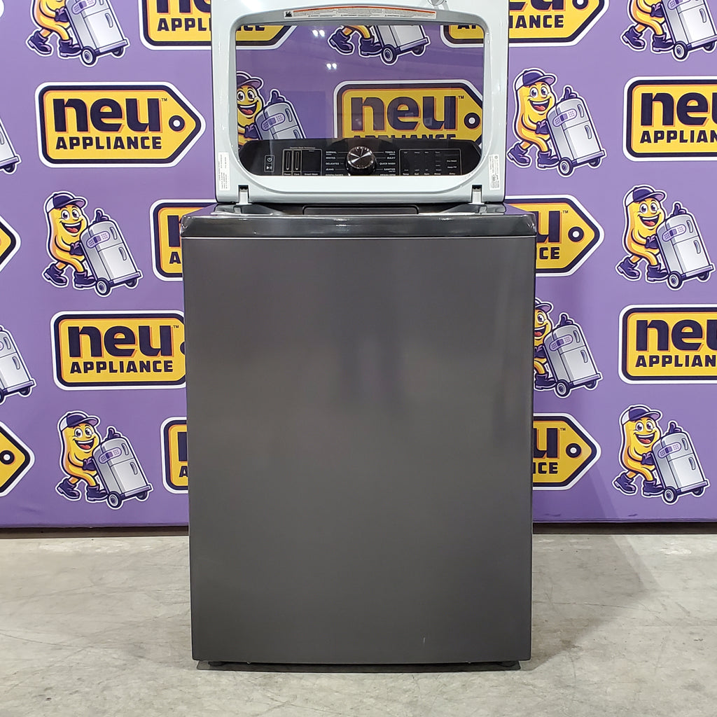 Pictures of GE Profile 5.4 cu. ft. Top Load Washing Machine with FlexDispense PTW700BPTDG - New in Box and GE Profile 7.4 cu. ft. Gas Dryer with Steam 16134 - PTD70EBPTDG - Open Box - Neu Appliance Outlet - Discount Appliance Outlet in Austin, Tx