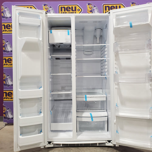 Pictures of GE® White 25.3 Cu. Ft. Side-By-Side Refrigerator with Ice And Water Dispenser - GSS25GGPWW - Scratch & Dent - Minor - Neu Appliance Outlet - Discount Appliance Outlet in Austin, Tx