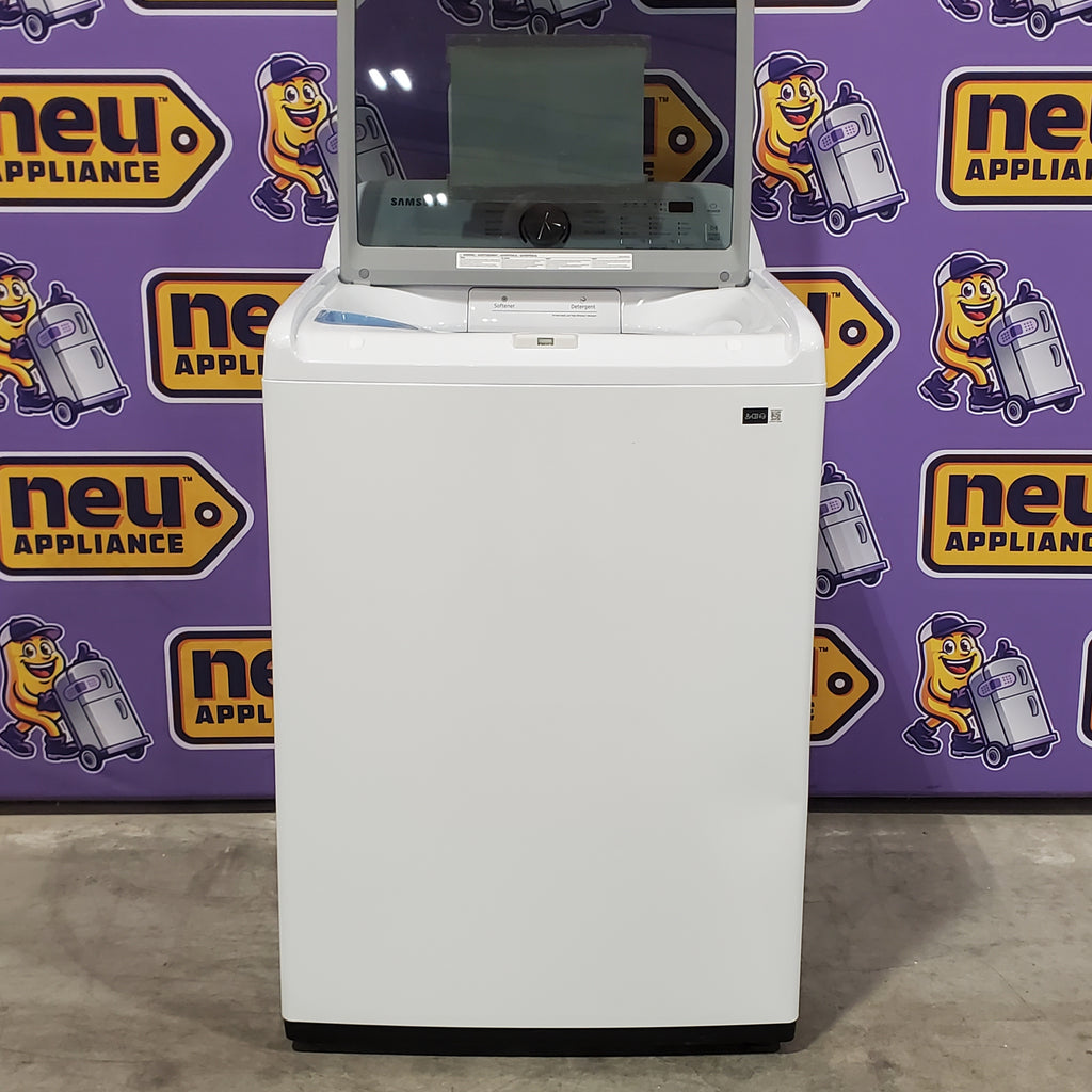 Pictures of Samsung 4.5 cu. ft. Top Load Washer with Vibration Reduction Technology+ in White WA45T3200AW - Scratch & Dent (Minor) and Samsung 7.2 cu. ft. Electric Dryer with Sensor Dry in White 16127 - DVE45T3200W - Open Box - Neu Appliance Outlet - Discount Appliance Outlet in Austin, Tx