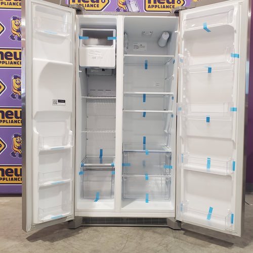 Pictures of Frigidaire 25.6 cu. ft. ENERGY STAR Side by Side Refrigerator with Exterior Water and Ice Dispenser in Stainless Steel FRSS2623AS - Scratch & Dent (Moderate) - Neu Appliance Outlet - Discount Appliance Outlet in Austin, Tx