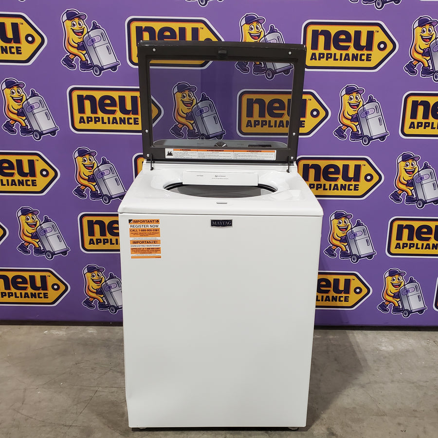 Maytag Top Load 4.8 cu ft Washer with Deep Fill and Slow-Close Glass Lid MVW6200KW - Scratch & Dent (Minor) and Maytag 7.0 cu ft Electric Dryer with Moisture Sensing and Quick Dry Cycle 16158 - MED6200KW - Scratch & Dent (Minor)