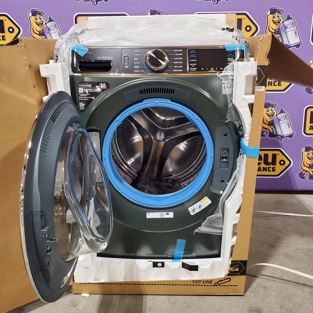 GE Profile™ 5.5 cu. ft. Capacity Smart Front Load ENERGY STAR® Steam Washer PFW955SPWGN - New Box and GE Profile 7.8-cu ft Stackable Vented Gas Dryer with Steam Cycle in Carbon Graphite 16204 - PFD95GSPWDS - Scratch & Dent (Minor)