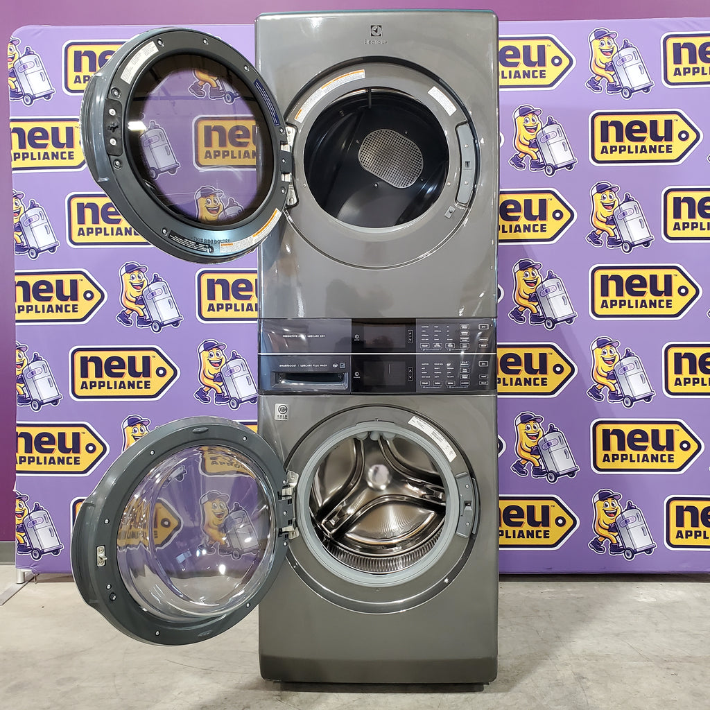 Pictures of Electrolux Laundry Tower Single Unit Front Load 4.5 Cu. Ft. Washer and 8 Cu. Ft. Gas Dryer in Titanium ELTG7600AT - Scratch & Dent (Minor) - Neu Appliance Outlet - Discount Appliance Outlet in Austin, Tx
