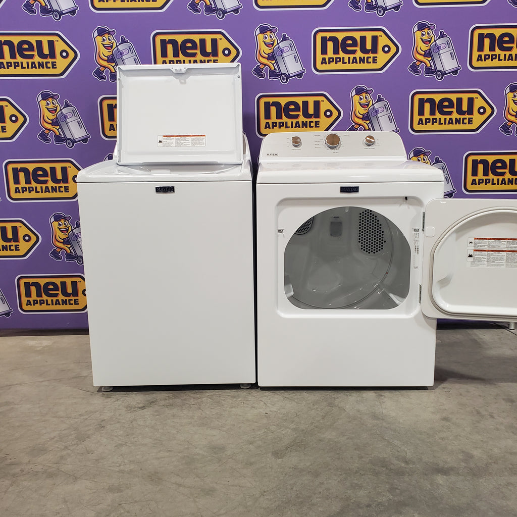 Pictures of Maytag 4.5 cu. ft. Capacity Top Load Washer with Power™ Agitator and Deep Fill MVW4505MW - Open Box and Maytag 7.0 cu. ft. Capacity Top Load Electric Wrinkle Prevent Dryer 16039 - MED4500MW - Open Box - Neu Appliance Outlet - Discount Appliance Outlet in Austin, Tx