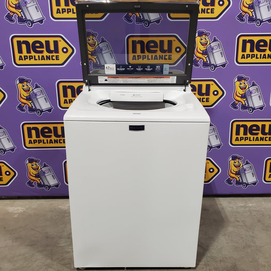 Maytag Top Load 4.8 cu ft Washer with Deep Fill and Slow-Close Glass Lid MVW6200KW - Scratch & Dent (Minor) and Maytag 7.0 cu ft Electric Dryer with Moisture Sensing and Quick Dry Cycle 16216 - MED6200KW - Scratch & Dent (Minor)